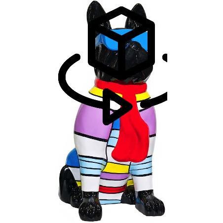 5490-statuette-sculpture-decorative-design-chien-assis-h100-en-resine-multicolore