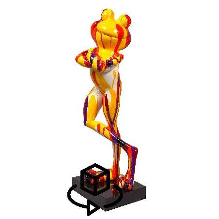 7049-statue-sculpture-decorative-design-grenouille-debout-trash-en-resine-h77-cm-multicolore