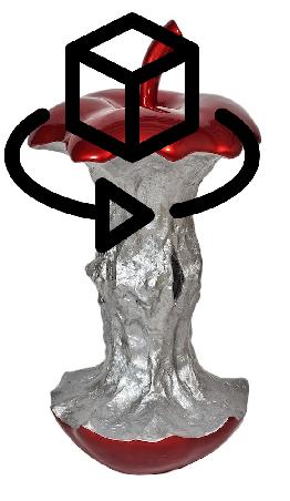 7168-statue-sculpture-decorative-design-trognon-de-pomme-h106-cm-rouge-argent