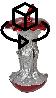 7168-statue-sculpture-decorative-design-trognon-de-pomme-h106-cm-rouge-argent