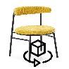 7184-Chaise-retro-59x59x70-Metal-Noir-Toile-Jaune