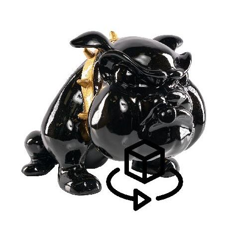 9132-statue-resine-decorative-design-chien-cartoon-h27-cm-noir-or